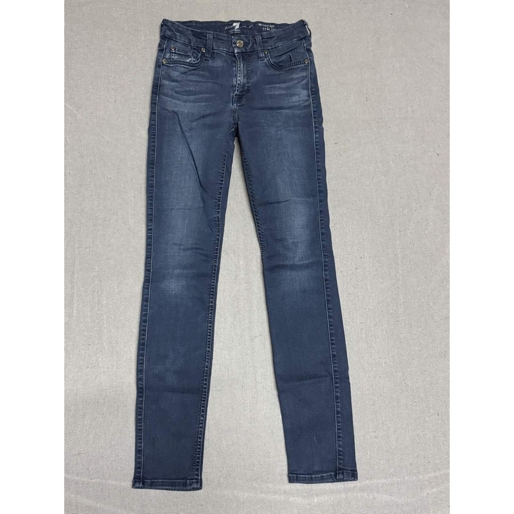 7 For All Mankind Womens 25 Mid Rise Skinny Blue Jeans Rayon Blend
